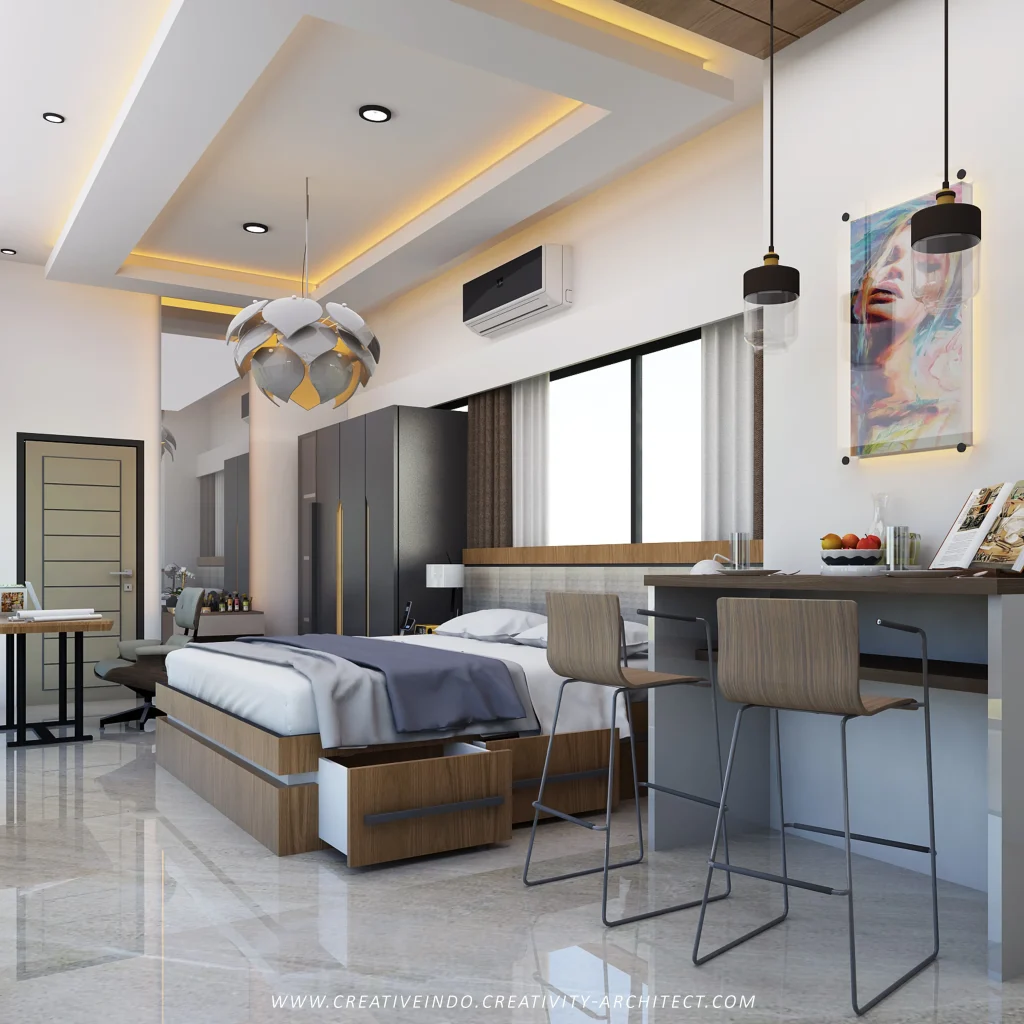 Desain kamar tidur modern.