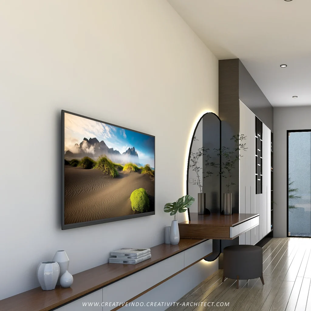 Desain interior kamar tidur modern.